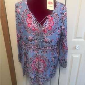 Entro Blue and Pink Floral Tunic